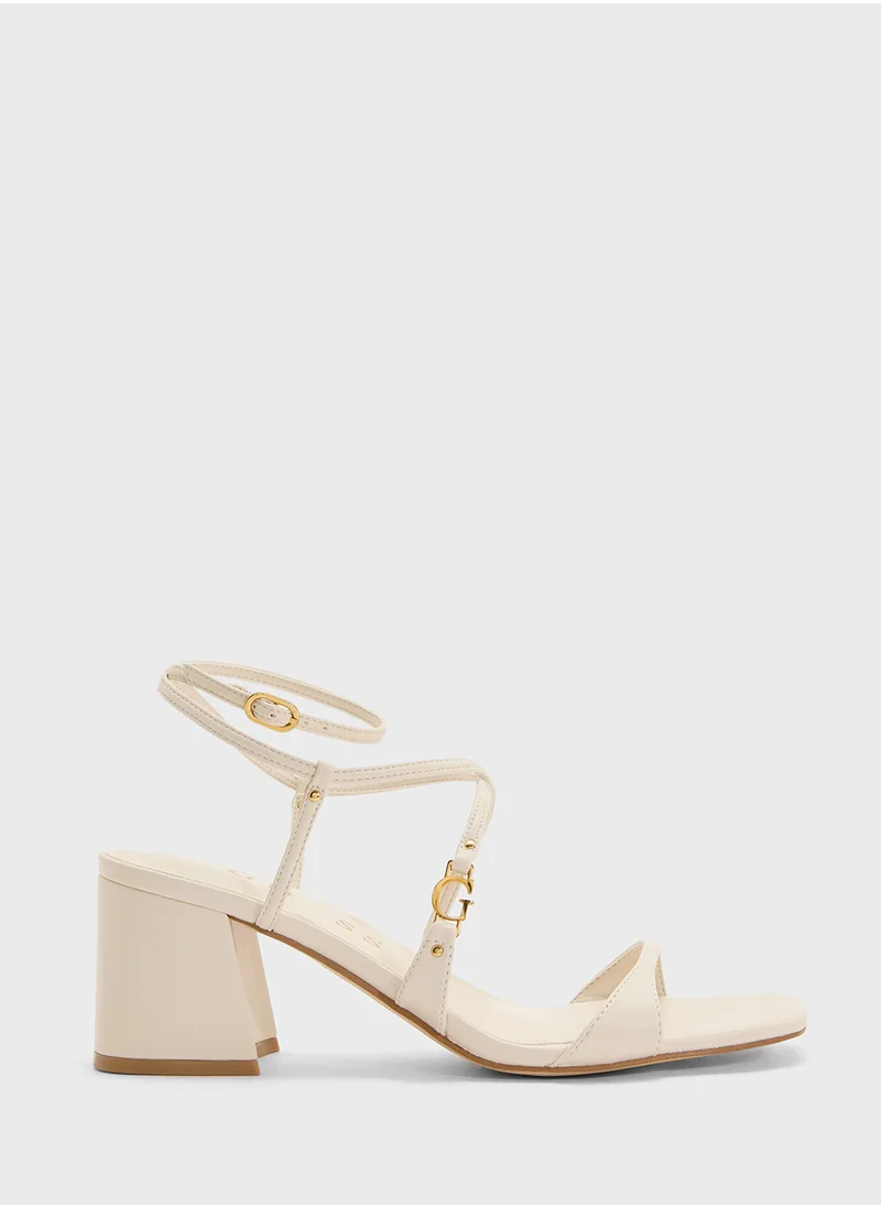 جس Ankle Strap Mid Heel Sandals