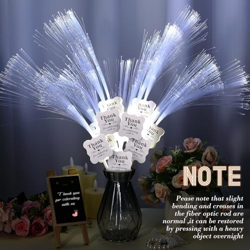 Tujoe 50 Pcs White Wedding Light up Sticks LED Sparklers Thank You Fiber Optic Glow Wands with 3 Mode for Send off Reception Valentines Birthday Carnival Party Supplies Favors Dance Floor Props - Image 5