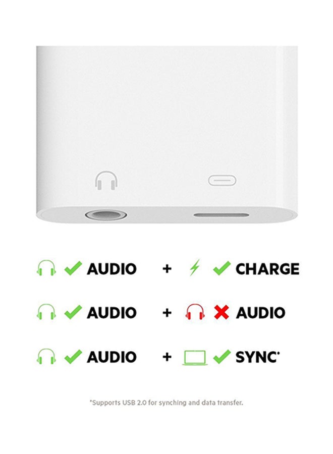 belkin Dual functionality to listen to 3.5 mm Audio and charge at the same time. White - Image 4
