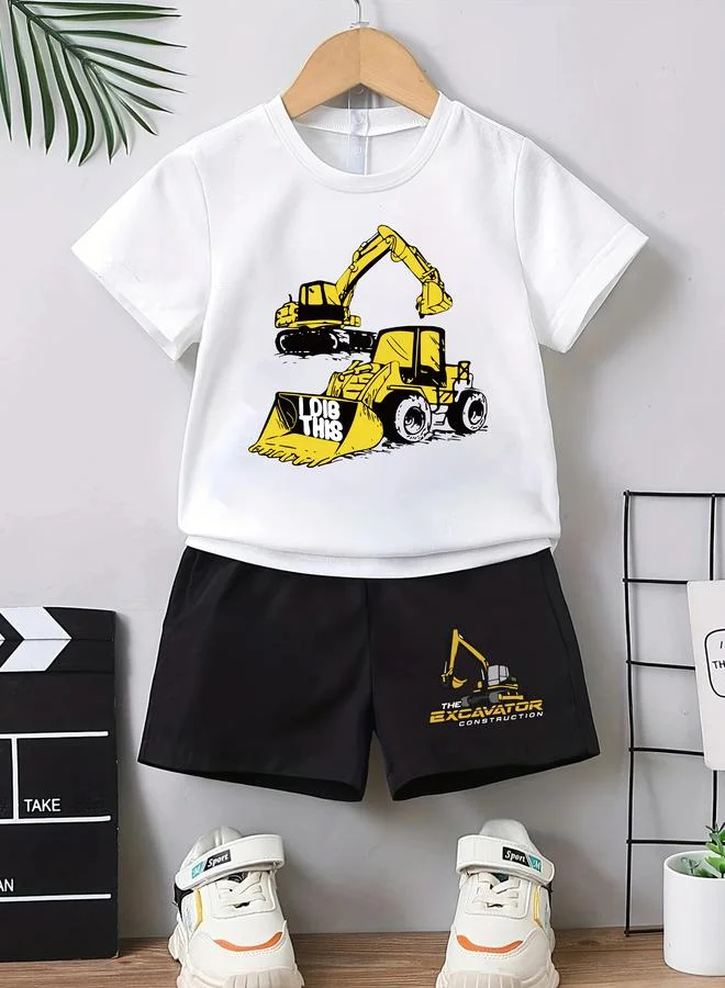 تايك تو Take Two Boys Vehicle Graphic T-Shirt and Shorts Set