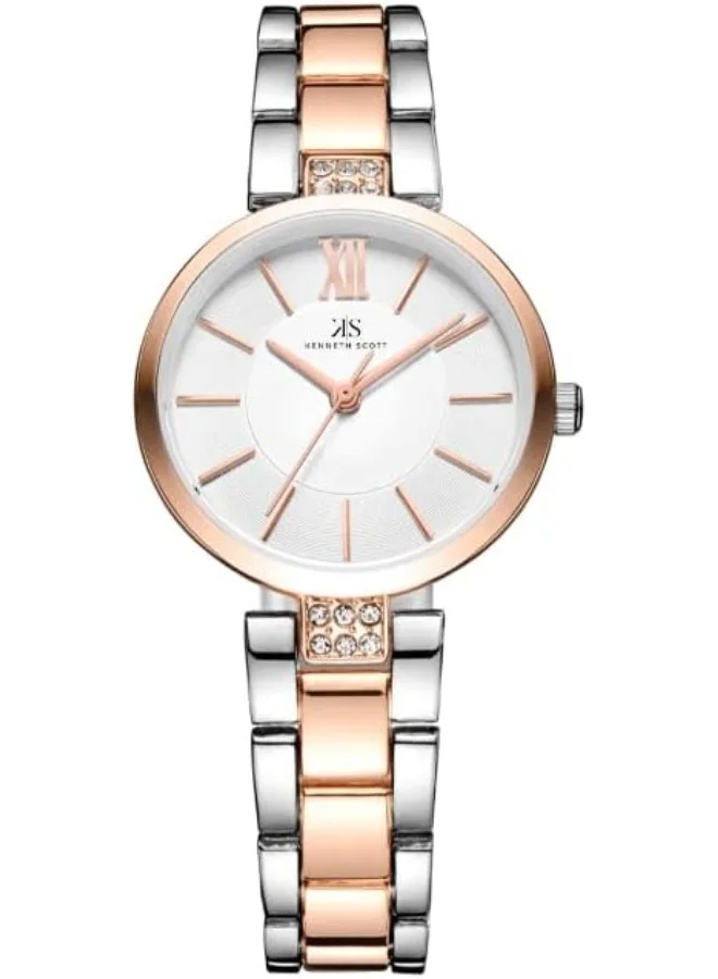 كينيث سكوت Kenneth Scott Women's PC21 Movement Watch, Analog Display and Stainless Steel Strap - K23533-KBKW, TwoTone Rose Gold