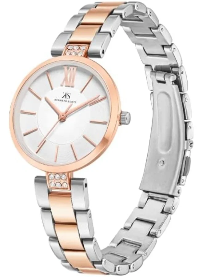 كينيث سكوت Kenneth Scott Women's PC21 Movement Watch, Analog Display and Stainless Steel Strap - K23533-KBKW, TwoTone Rose Gold
