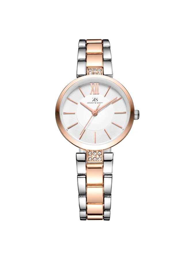 كينيث سكوت Kenneth Scott Women's White Dial Analog Watch - K23533-KBKW