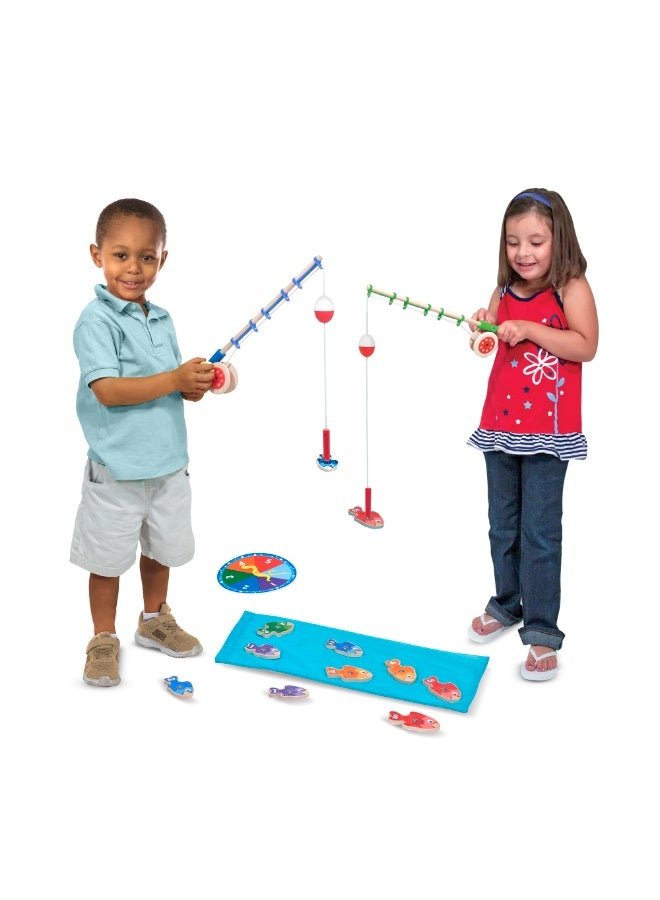 Melissa & Doug Catch & Count Fishing Game – Wooden Magnetic Fishing Set with 2 Fishing Rods, 10 Numbered Fish, Spinner Game & Storage Crate | Educational Counting & Matching Game for Kids Ages 3+ | SM-6075147 - Image 5