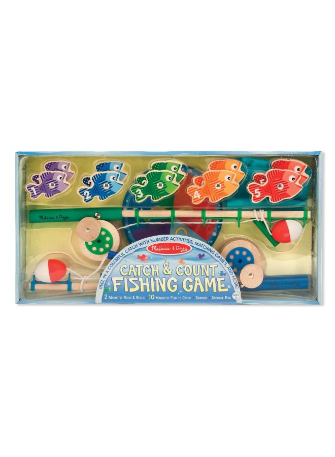 Melissa & Doug Catch & Count Fishing Game – Wooden Magnetic Fishing Set with 2 Fishing Rods, 10 Numbered Fish, Spinner Game & Storage Crate | Educational Counting & Matching Game for Kids Ages 3+ | SM-6075147 - Image 1