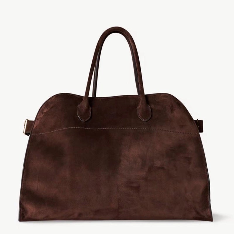 Margaux Series Handbag Same Style As Celebrities, Frosted Cowhide Tote Bag Tr Old Money Style Fashionable Leather Large Bag - Image 1