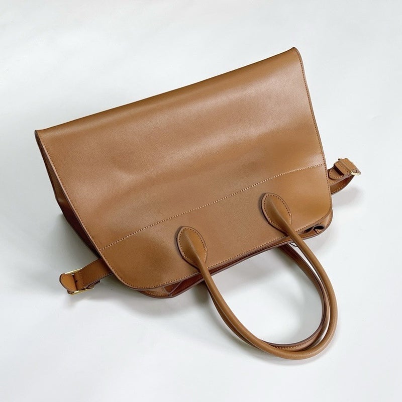 Margaux Series Handbag Same Style As Celebrities, Frosted Cowhide Tote Bag Tr Old Money Style Fashionable Leather Large Bag - Image 2
