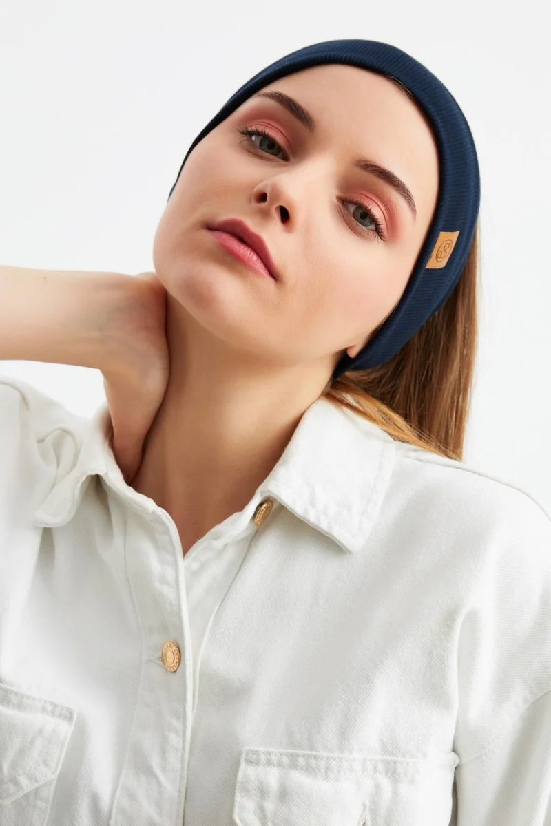 بوتيكجيز Navy Blue Women's Cotton Camisole, Non-Slip, Sweatproof, Ultra Light, Sports Hair Band Bandana Buff