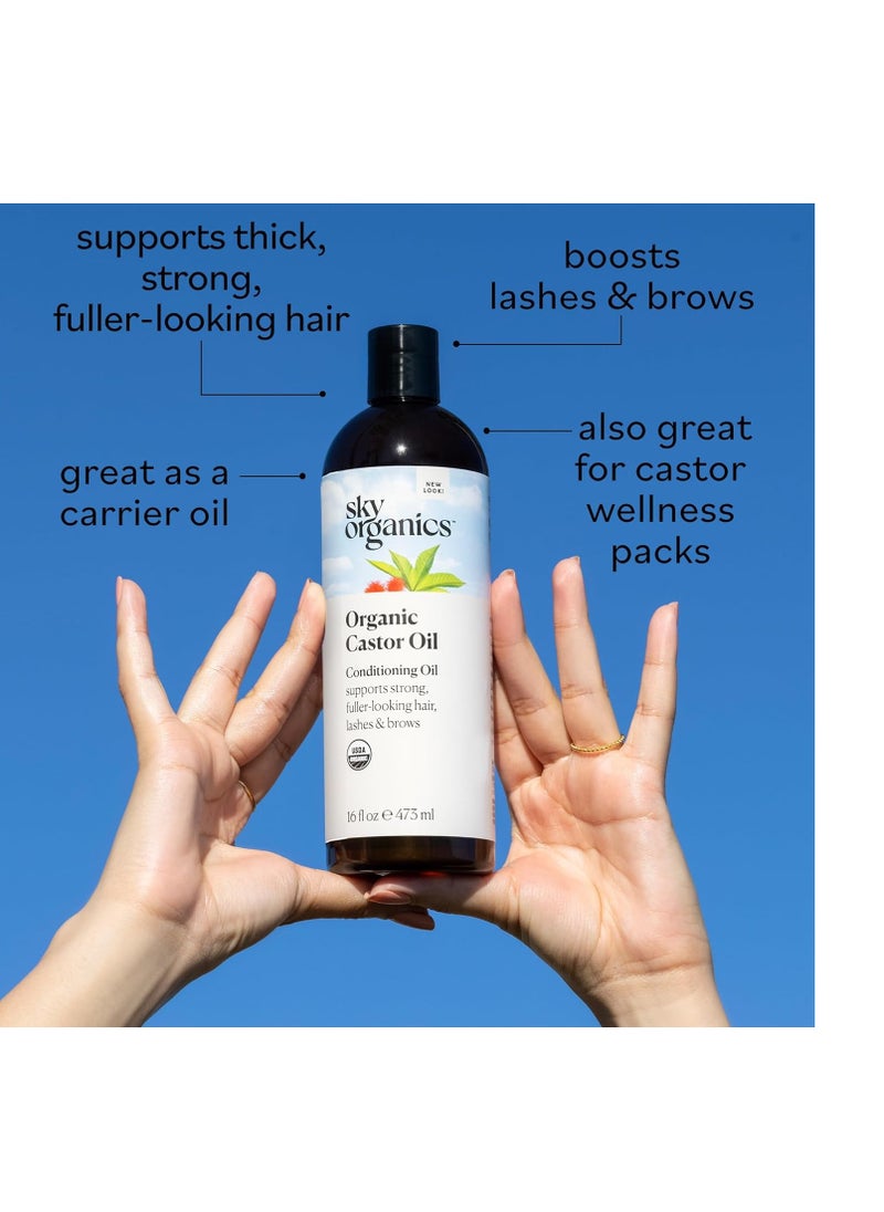 Sky Organics زيت الخروع العضوي من سكاي أورجانيكس (2 × 16 أونصة) عضوي معتمد من وزارة الزراعة الأمريكية، معصور على البارد، غير مكرر، خالٍ من الهكسين، مرطب ومداوٍ للبشرة الجافة، ونمو الشعر للرموش والحواجب مع كتاب إلكتروني حصري  - Image 5