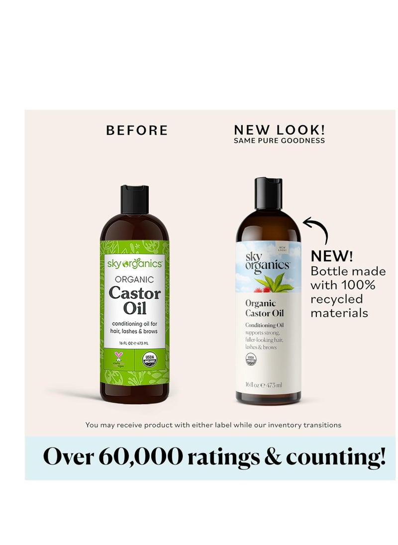 Sky Organics زيت الخروع العضوي من سكاي أورجانيكس (2 × 16 أونصة) عضوي معتمد من وزارة الزراعة الأمريكية، معصور على البارد، غير مكرر، خالٍ من الهكسين، مرطب ومداوٍ للبشرة الجافة، ونمو الشعر للرموش والحواجب مع كتاب إلكتروني حصري  - Image 2