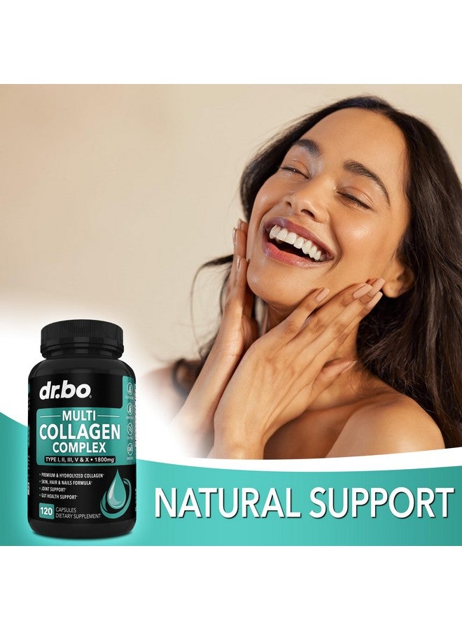 dr.bo Multi Collagen Peptides for Women & Men - Type I, II, III, V, & X Multi Collagen for Women & Men Complex Capsules, Hydrolyzed Peptides Pills Supplements for Skin, Hair & Nails - 120 Protein Capsules - Image 5