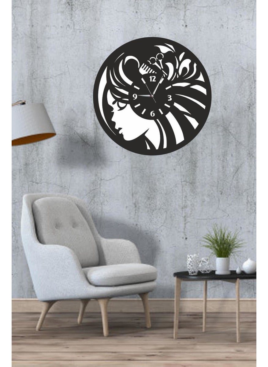 HELLOVE - Women's Hairdresser Clock Wooden Wall Clock Women's Hairdresser Wall Clock - Image 1