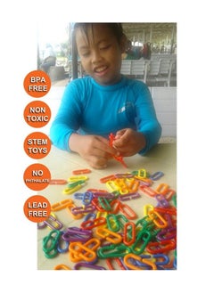 Skoolzy 120 Piece Rainbow Links Math Manipulatives And Learning Toys Math Counters For Kids Games Fine Motor Skills Preschool And Kindergarten Counting Toys Includes Tote And Ebook Ages 3+  - Image 4