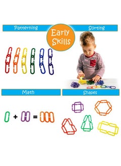 Skoolzy 120 Piece Rainbow Links Math Manipulatives And Learning Toys Math Counters For Kids Games Fine Motor Skills Preschool And Kindergarten Counting Toys Includes Tote And Ebook Ages 3+  - Image 3