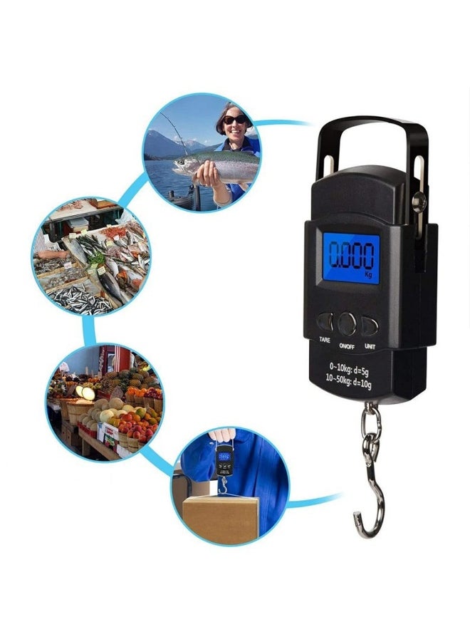 Portable Electronic Scale Easy to Read Large LCD Display 50kg Digital Hanging Scale Portable Carrying Scale