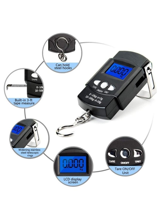 Portable Electronic Scale Easy to Read Large LCD Display 50kg Digital Hanging Scale Portable Carrying Scale