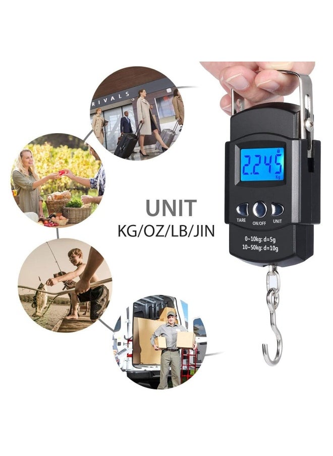 Portable Electronic Scale Easy to Read Large LCD Display 50kg Digital Hanging Scale Portable Carrying Scale