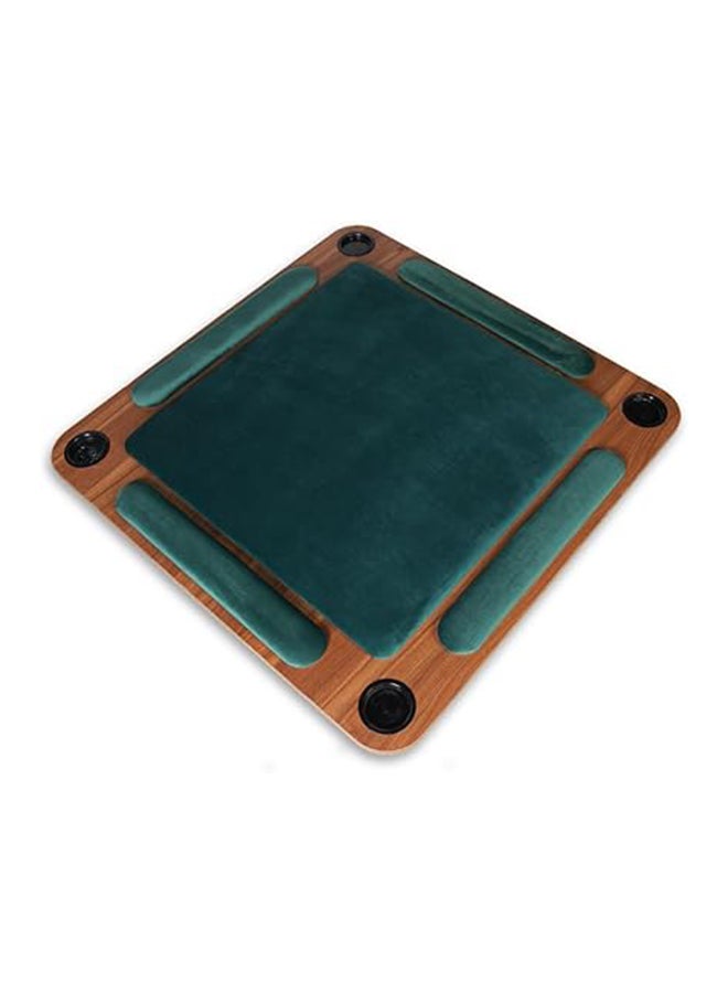 AL BADER Big Wooden Ploot Play Cards Game Table Big-Size, Wood Baloot Table Big-Size 95 * 95 With Cups Holders, Plot Playing Cards Table With Hands Stands, Floor Blot Table (Green)  - Image 3
