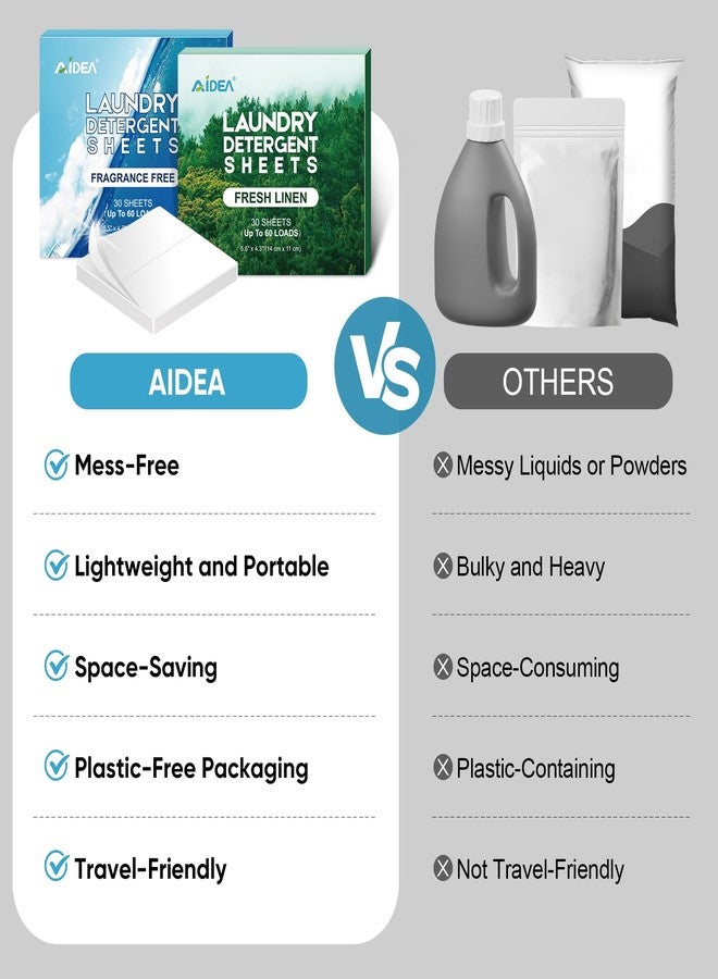 AIDEA Laundry Detergent Sheets, Fresh Linen Scent-(200 Loads) 100 Sheets, Eco-Friendly Laundry Detergent & Natural Ingredients, No Plastic Jug, Lightweight & Easy To Use For Travel, Apartments, Dorms - Image 3