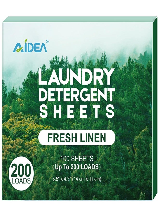 AIDEA Laundry Detergent Sheets, Fresh Linen Scent-(200 Loads) 100 Sheets, Eco-Friendly Laundry Detergent & Natural Ingredients, No Plastic Jug, Lightweight & Easy To Use For Travel, Apartments, Dorms - Image 1