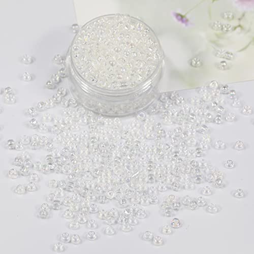 Bala&Fillic Raibow Clear 3mm Seed Beads About 3600pcs/100Grams in Bag, 8/0 Glass Craft Beads for Making Bracelet and Necklace (Raibow Clear) - Image 4