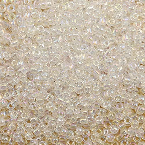 Bala&Fillic Raibow Clear 3mm Seed Beads About 3600pcs/100Grams in Bag, 8/0 Glass Craft Beads for Making Bracelet and Necklace (Raibow Clear) - Image 1