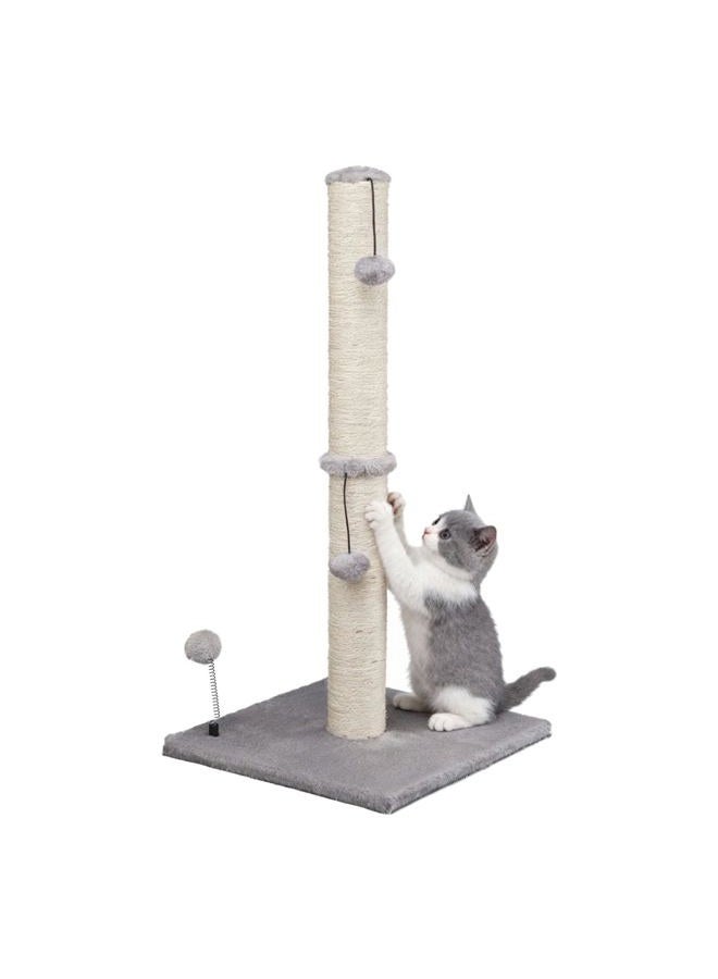 MECOOL 34“ Tall Cat Scratching Post Premium Basics Kitten Scratcher Sisal Scratch Posts Trees with Hanging Ball for Indoor Cats (34 inches for Adult Cats, Gray) - Image 1