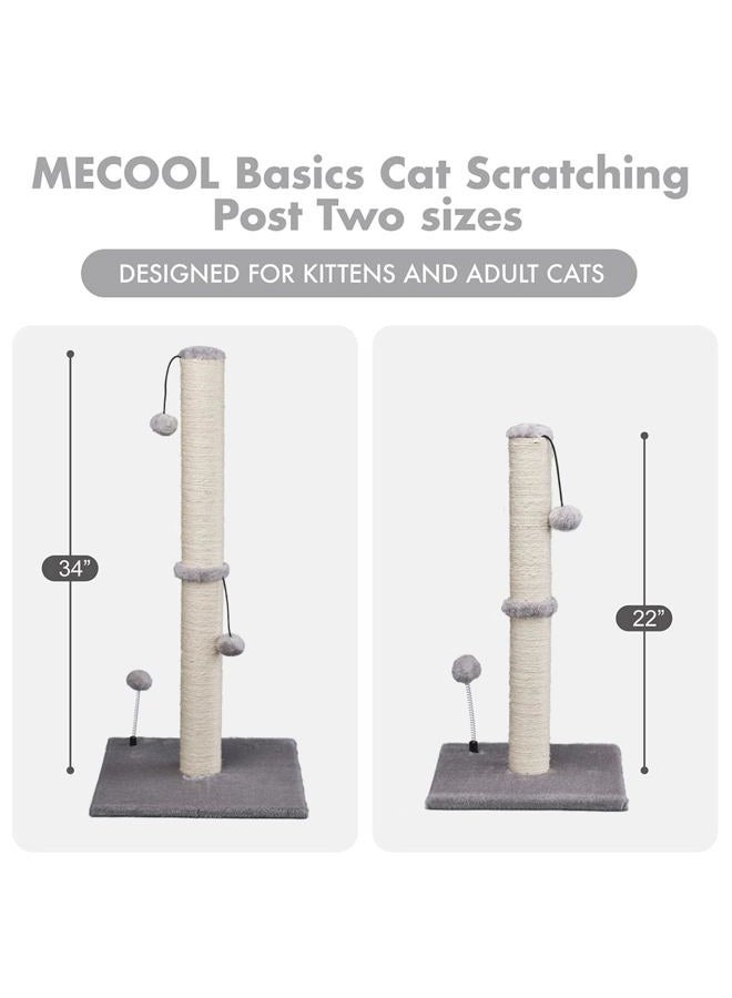 MECOOL 34“ Tall Cat Scratching Post Premium Basics Kitten Scratcher Sisal Scratch Posts Trees with Hanging Ball for Indoor Cats (34 inches for Adult Cats, Gray) - Image 5