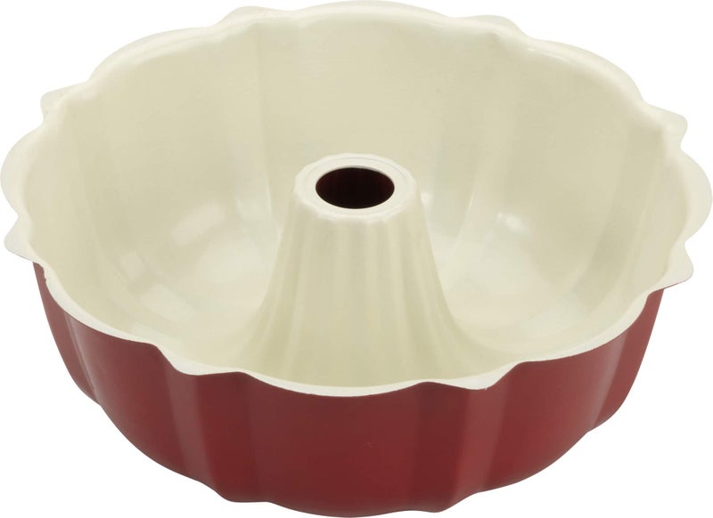 GoodCook Everyday Nonstick Steel Fluted Tube Pan , 9.5", White and Red - Image 2
