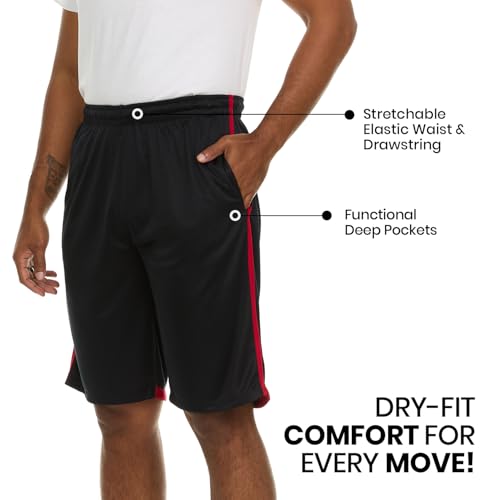 Essential Elements 4 Pack: Men's Dry-Fit Sweat Resistant Active Athletic Performance Shorts - Image 2
