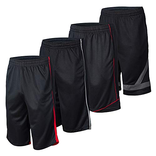 Essential Elements 4 Pack: Men's Dry-Fit Sweat Resistant Active Athletic Performance Shorts - Image 1