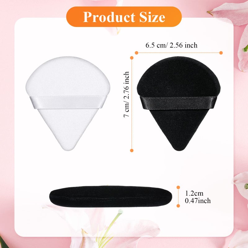 Nuenen 100 Pieces Powder Puff Triangle Powder Puff Face Soft Makeup Puff for Loose Powder, Wedge Shape Velour Cosmetic Sponge for Contouring, Under Eyes and Corners, Beauty Makeup Tools, White, Black - Image 4