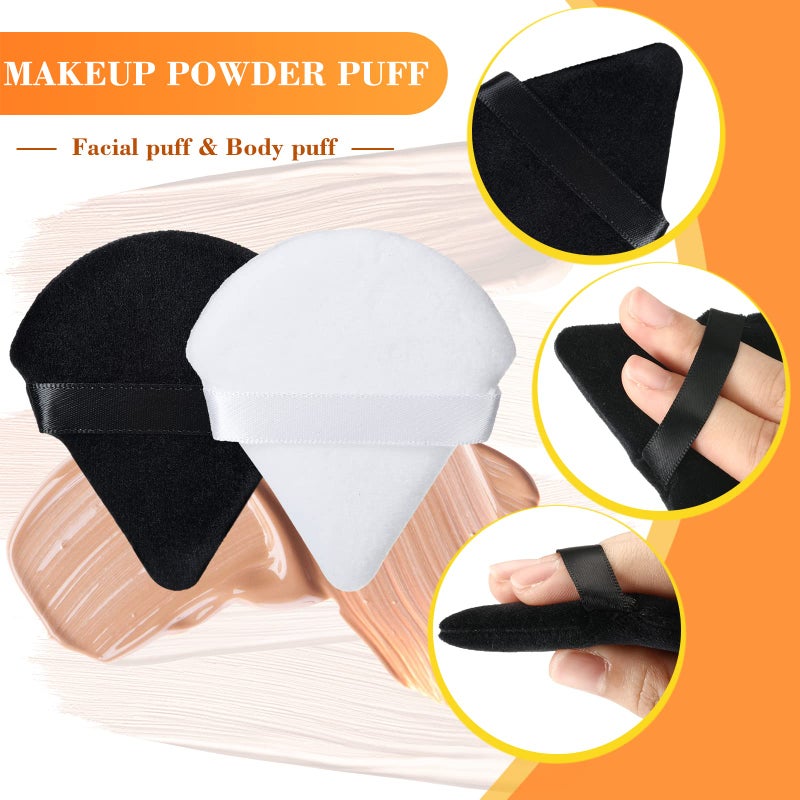 Nuenen 100 Pieces Powder Puff Triangle Powder Puff Face Soft Makeup Puff for Loose Powder, Wedge Shape Velour Cosmetic Sponge for Contouring, Under Eyes and Corners, Beauty Makeup Tools, White, Black - Image 5