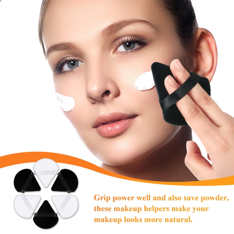 Nuenen 100 Pieces Powder Puff Triangle Powder Puff Face Soft Makeup Puff for Loose Powder, Wedge Shape Velour Cosmetic Sponge for Contouring, Under Eyes and Corners, Beauty Makeup Tools, White, Black - Image 3