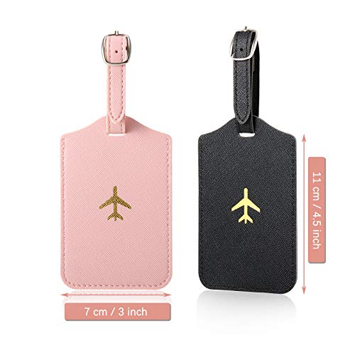 Weewooday 2 Set Mr and Mrs Passport Covers Holder and Luggage Tags Cute Leather Wallets Holder Travel Luggage Tags for Women Men Gift(Pink, Black) - Image 4