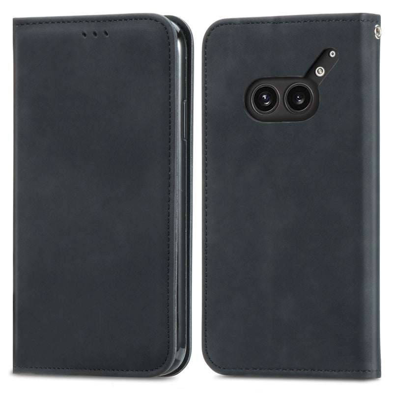 HuHa Case Cover For Nothing Phone 2a Plus Retro Skin Feel Magnetic Flip Leather Phone Case(Black) - Image 2