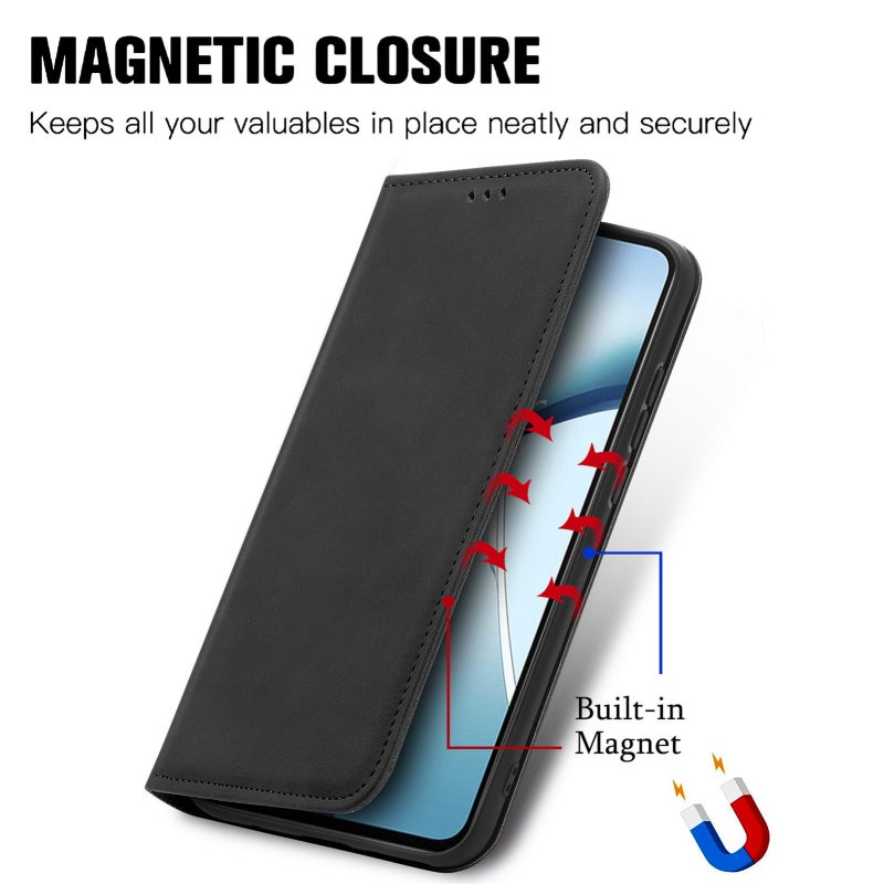 HuHa Case Cover For Nothing Phone 2a Plus Retro Skin Feel Magnetic Flip Leather Phone Case(Black) - Image 5