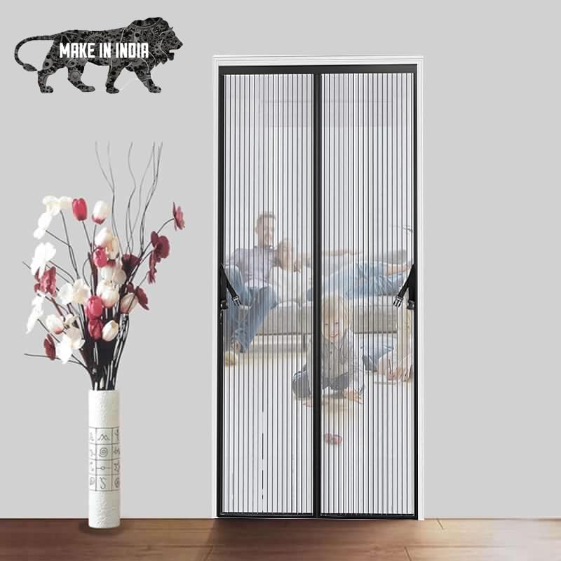 KARP Mosquito Net for Door – Heavy Duty Mesh Screen Door with Stay-Open Buckle, Auto Close Magnets, Hands-Free Entry, Easy Install, Pet & Kid Friendly for Home (120 X 220, Black) - Image 1