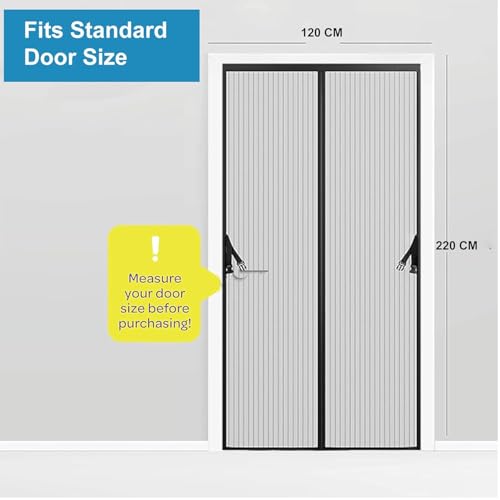 KARP Mosquito Net for Door – Heavy Duty Mesh Screen Door with Stay-Open Buckle, Auto Close Magnets, Hands-Free Entry, Easy Install, Pet & Kid Friendly for Home (120 X 220, Black) - Image 2