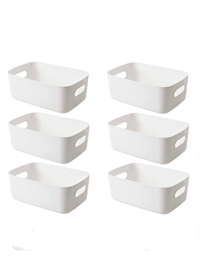 JOMILA Small Storage Bin, Durable Storage Basket Cabinet Organizer, Pack of 6 (White) - Image 1
