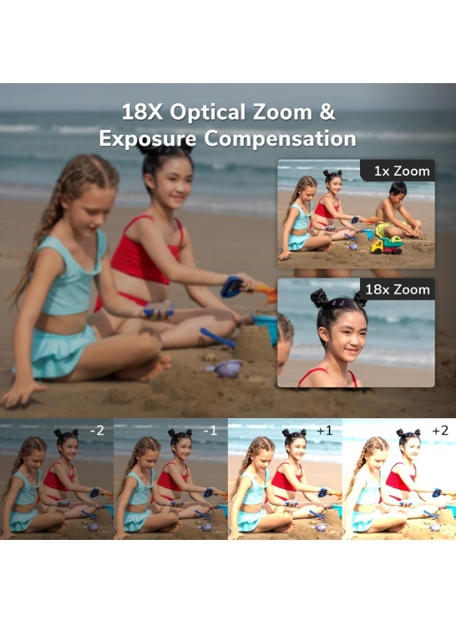 برو ميج كاميرا رقمية PROMAGE PC110 بشاشة مزدوجة – باللون الأسود، فيديو 4K، شاشة خلفية 2.4 بوصة وشاشة أمامية 1.3 بوصة، دقة 48 ميجابكسل (مضخّمة)، تقريب رقمي 18X، بطارية 800 مللي أمبير، وضع السيلفي، كابل USB، حقيبة، وكتاب تعليمات - Image 5