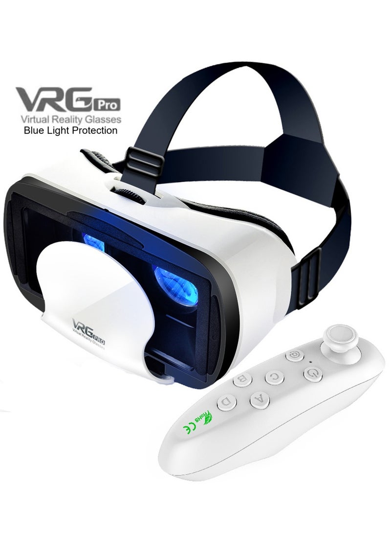 general VR Goggles VRG Pro 3D Virtual Reality VR Glasses, Blue Light Protection + Controller for TV, Movies & Video Games Compatible with iOS & Android Smartphone Within 5-7inch Screen Phone Eye Protected Soft & Comfortable Adjustable Distance Big Screen/ 3D Effect + Immersion /Full-Screen Vision, Full Screen, No Borders/ Immersive Games - Image 1
