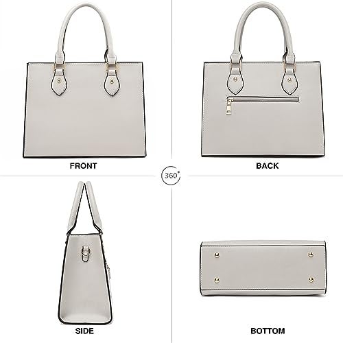 CHICAROUSAL Crossbody Purses and Handbags for Women PU Leather Tote Top Handle Satchel Shoulder Bags (Cream Grey) - Image 4