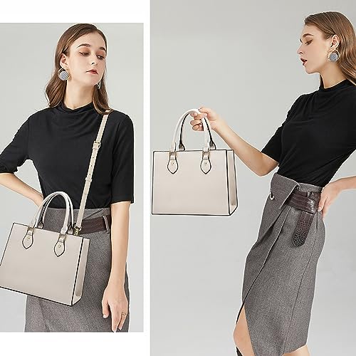 CHICAROUSAL Crossbody Purses and Handbags for Women PU Leather Tote Top Handle Satchel Shoulder Bags (Cream Grey) - Image 2
