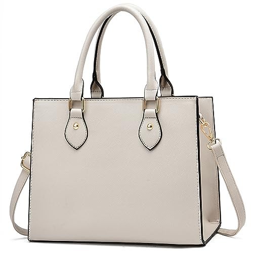 CHICAROUSAL Crossbody Purses and Handbags for Women PU Leather Tote Top Handle Satchel Shoulder Bags (Cream Grey) - Image 1