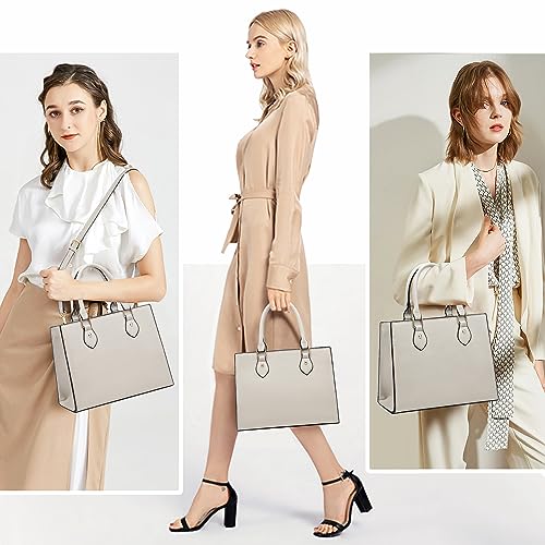 CHICAROUSAL Crossbody Purses and Handbags for Women PU Leather Tote Top Handle Satchel Shoulder Bags (Cream Grey) - Image 3