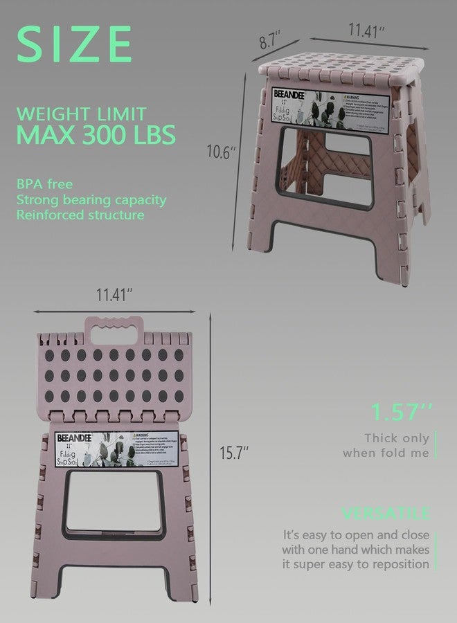 BEEANDEE Foldable Step Stool Sturdy Safe Enough - Holds up to 300 Lb - 11 inch Footstool for Adults or Kids, Folding Ladder Storage/Opens Easy, for Kitchen,Toilet,Camping (Dusty Pink Puple) - Image 2