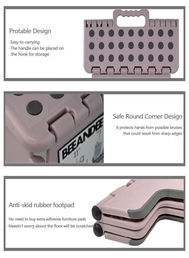 BEEANDEE Foldable Step Stool Sturdy Safe Enough - Holds up to 300 Lb - 11 inch Footstool for Adults or Kids, Folding Ladder Storage/Opens Easy, for Kitchen,Toilet,Camping (Dusty Pink Puple) - Image 3