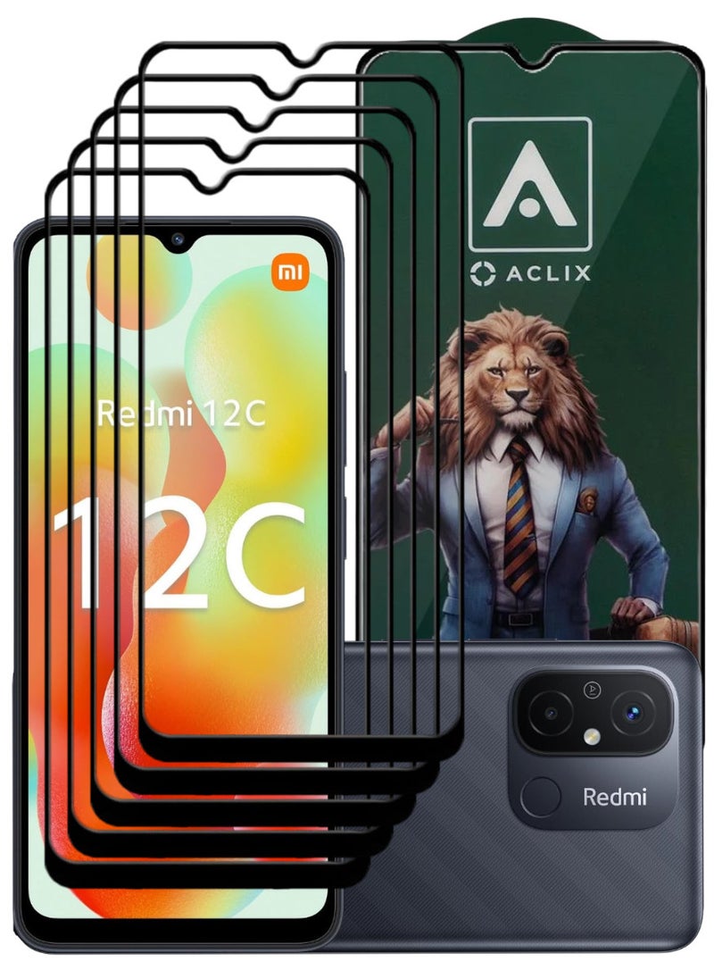ACLIX 5 Pieces Antistatic ESD Dustproof Premium Quality High Definition Tempered Glass Screen Protector Designed For Xiaomi Redmi 12C - Image 1