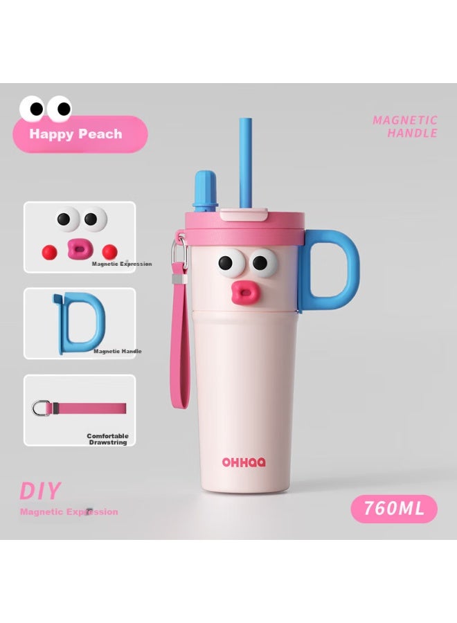 Ohhaa Insulated Mug, 316 Stainless Steel, Stylish Design, New Straw, Large Capacity Cup, Ice-cold Car-mounted, For Students, Mid-autumn Festival Gift - Image 4